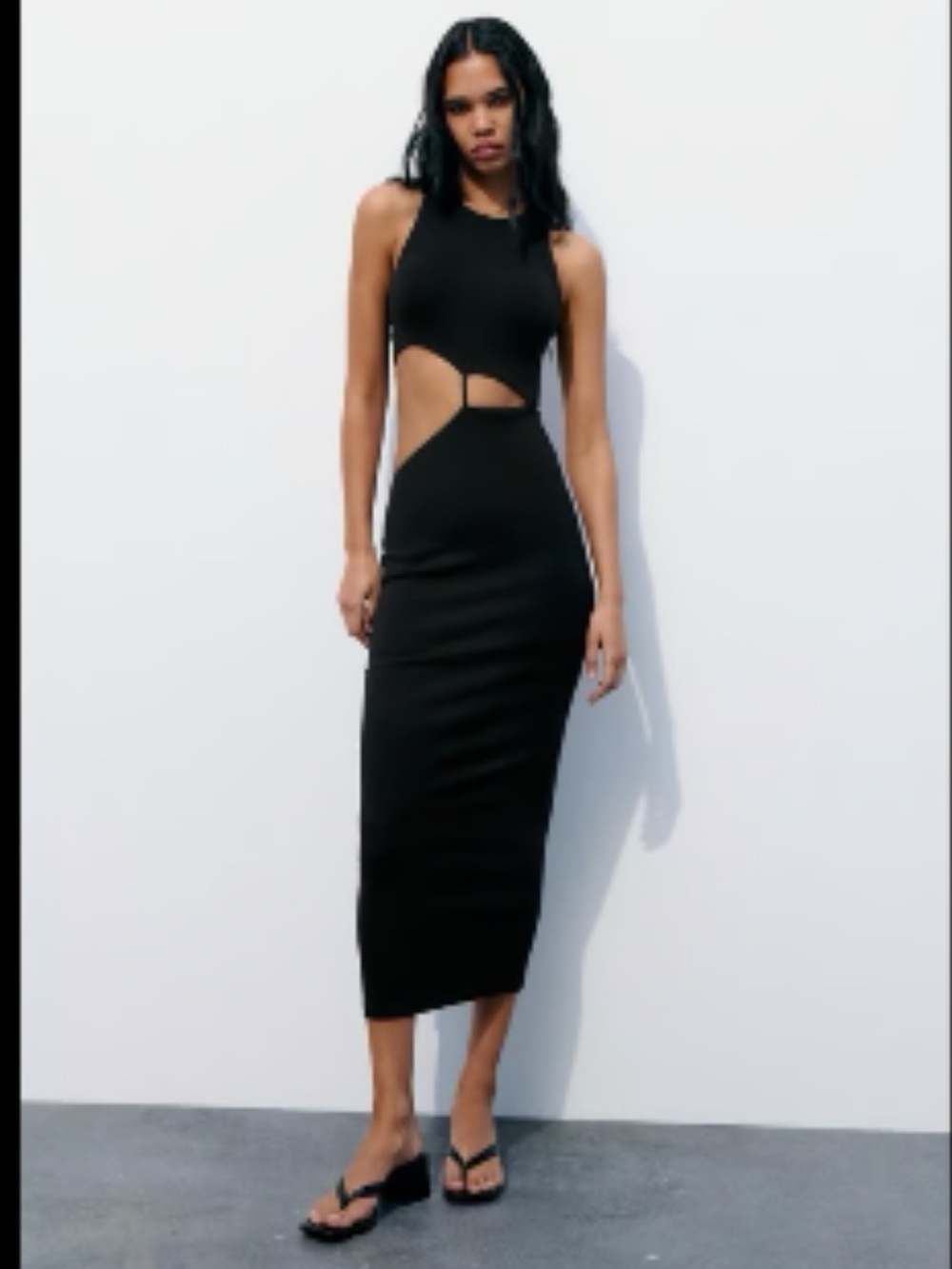 Zara Black Cutout Halter Midi Dress